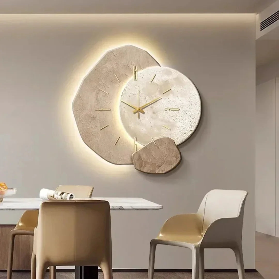 Wood Wall Clock Silent Quartz Movement LED Backlight