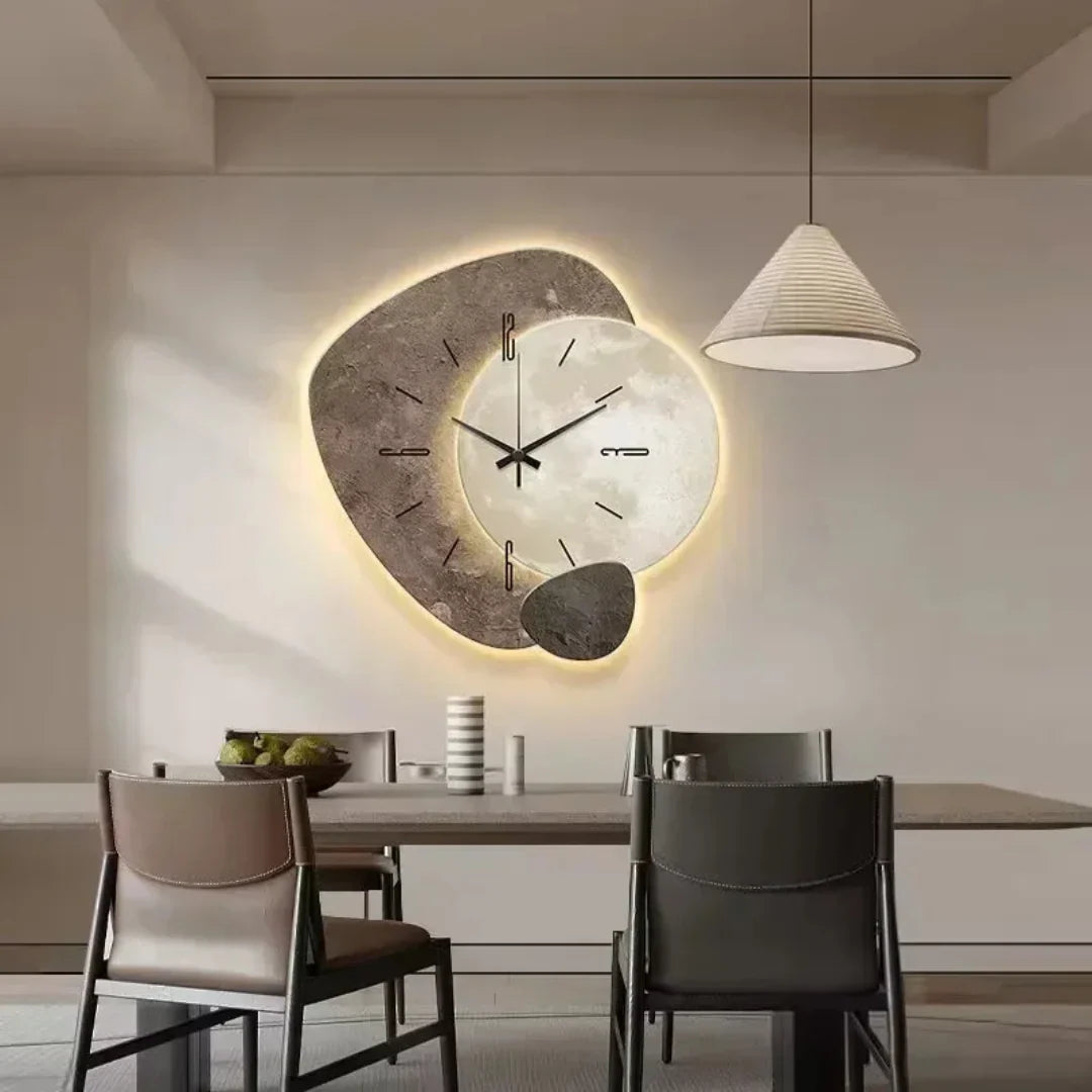 Wood Wall Clock Silent Quartz Movement LED Backlight