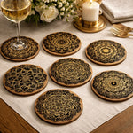 Wooden Coaster Mandala Design Heat-Resistant Non-Slip