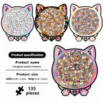Wooden Jigsaw Puzzle Cat-Shaped 1008 Pieces Display Frame