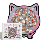 Wooden Jigsaw Puzzle Cat-Shaped 1008 Pieces Display Frame