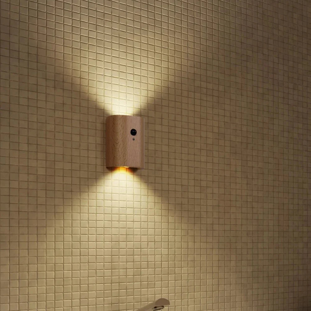 Wooden Lamp Motion Sensor Rechargeable Cordless LED Light