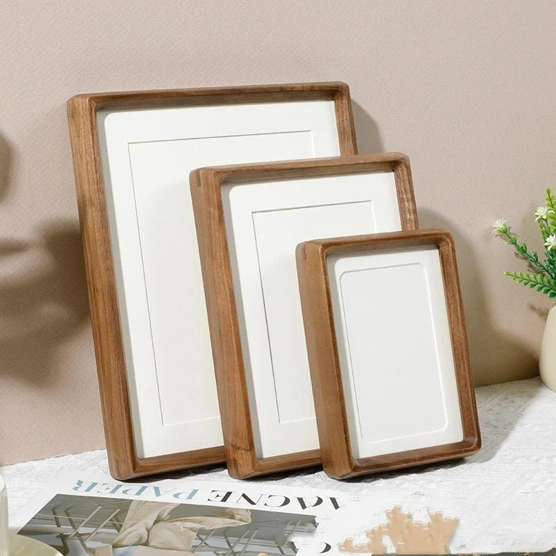 Wooden Photo Frame Handcrafted Rounded Corners Natural Wood Grain
