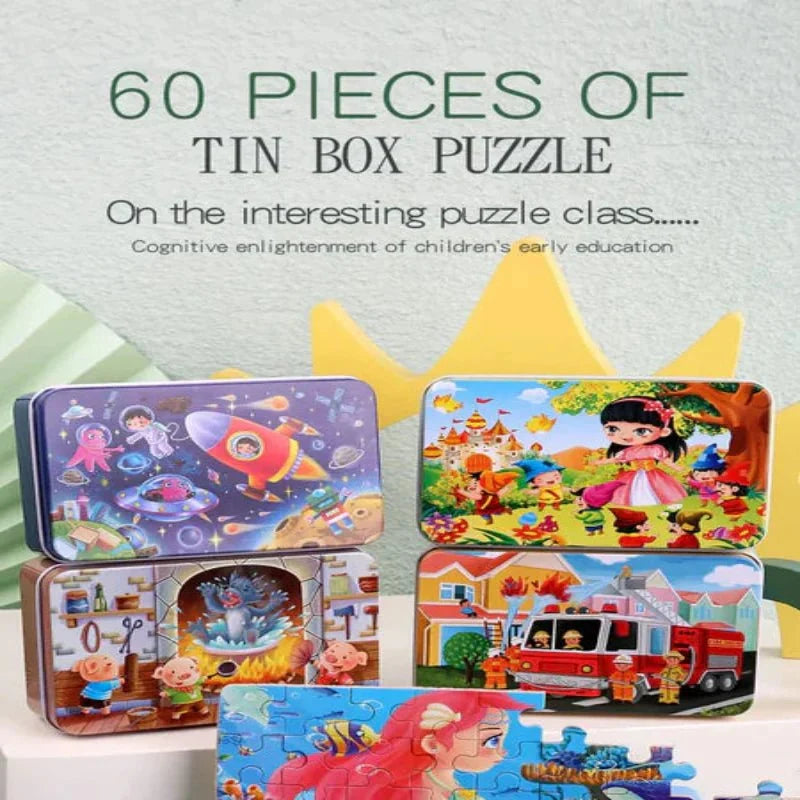 Wooden Puzzle 60 Pieces Animal & Vehicle Designs