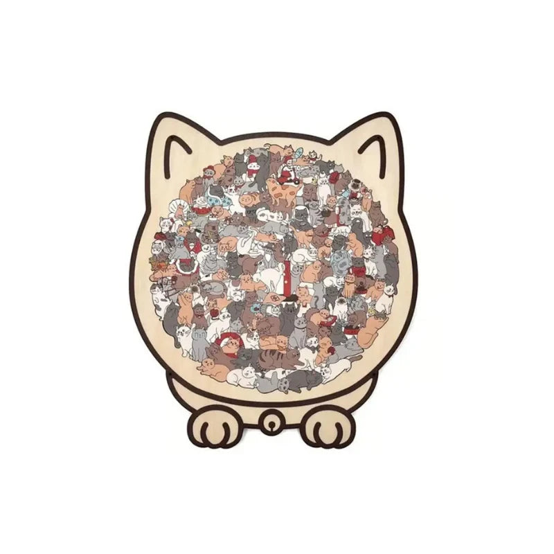 Wooden Puzzle Cat-Shaped 135-Piece Morandi Colors