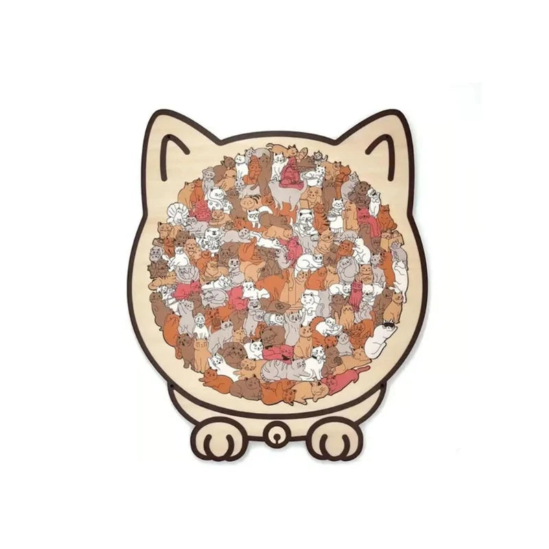 Wooden Puzzle Cat-Shaped 135-Piece Morandi Colors