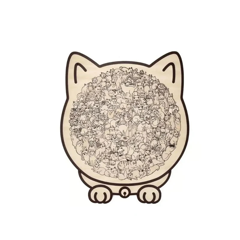 Wooden Puzzle Cat-Shaped 135 Pieces Morandi Colors