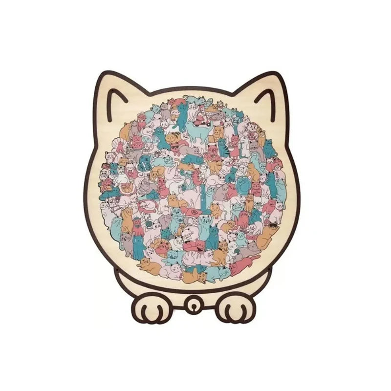Wooden Puzzle Cat-Shaped 135 Pieces Morandi Colors