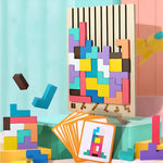 Wooden Stacking Game Colorful Blocks Non-Toxic Paint