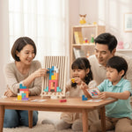 Wooden Stacking Game Colorful Blocks Non-Toxic Paint