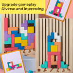 Wooden Stacking Game Colorful Blocks Non-Toxic Paint