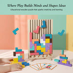 Wooden Stacking Game Colorful Blocks Non-Toxic Paint