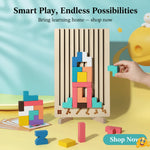Wooden Stacking Game Colorful Blocks Non-Toxic Paint