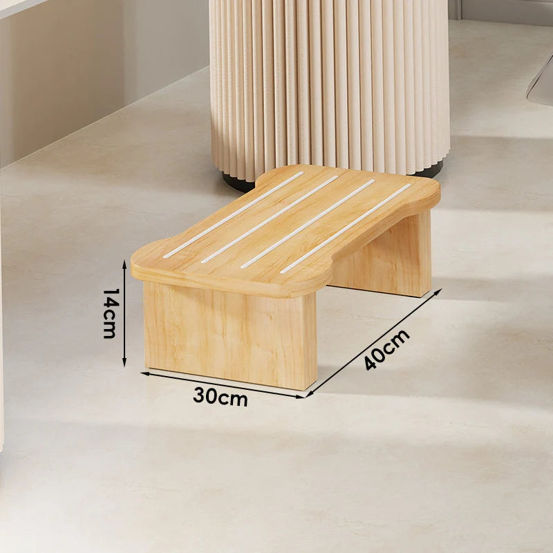 Wooden Step Stool Non-Slip Strips Curved Top Compact Design