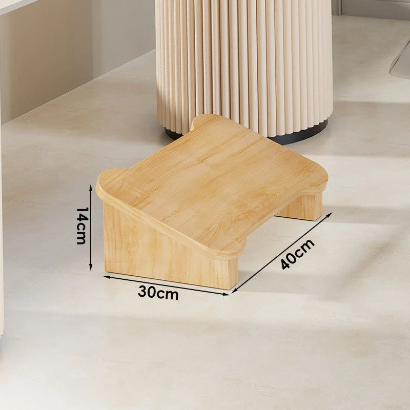 Wooden Step Stool Non-Slip Strips Curved Top Compact Design
