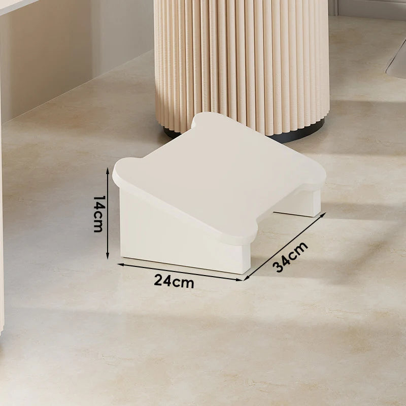 Wooden Step Stool Non-Slip Strips Curved Top Compact Design