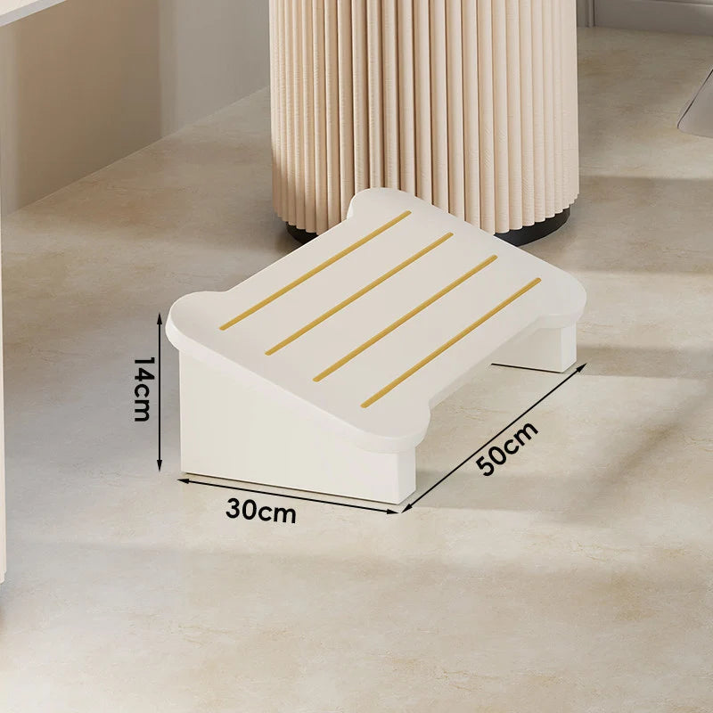 Wooden Step Stool Non-Slip Strips Curved Top Compact Design