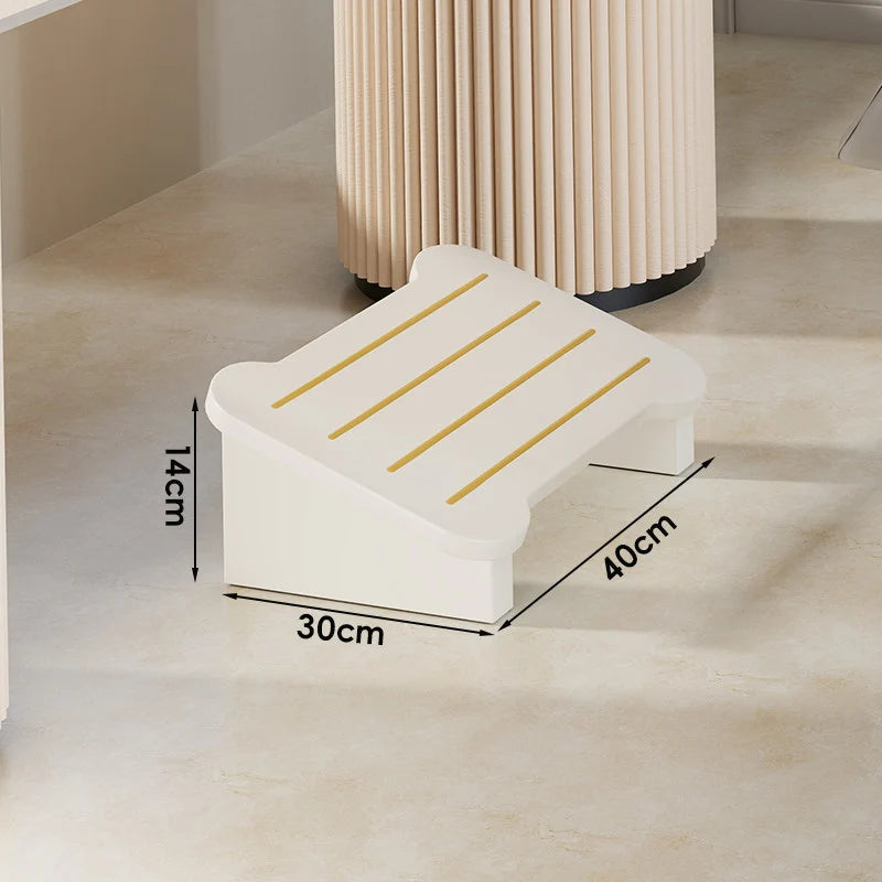Wooden Step Stool Non-Slip Strips Curved Top Compact Design
