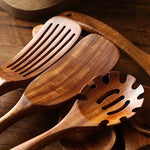 Wooden Utensil Set Teak Hardwood 10-Piece Cookware-Safe