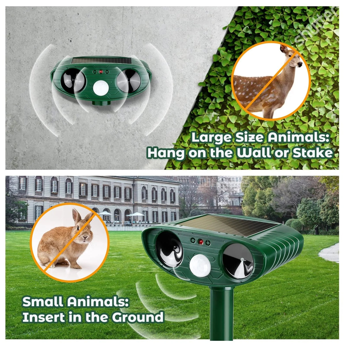 Woodpecker Repellent Ultrasonic Motion-Activated Solar-Powered 33 Ft Range