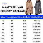 Wool Blend Cape Faux Fur Collar A-Line Three-Quarter Sleeves