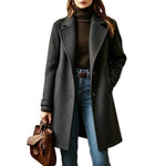 Wool Blend Coat Tailored Fit Mid-Length Side Pockets