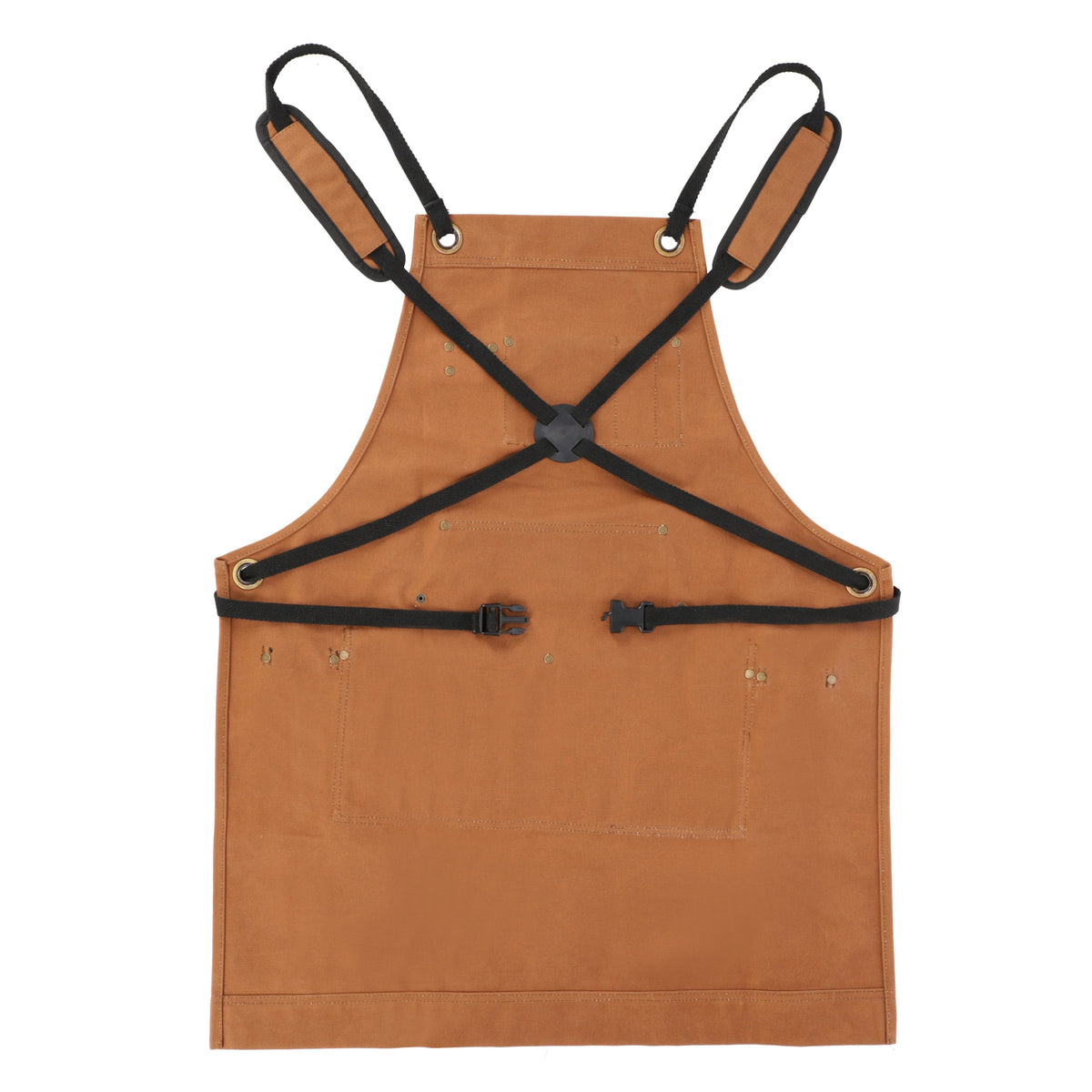 Work Apron Waxed Canvas Multiple Pockets Cross-Back Straps