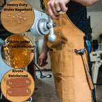 Work Apron Waxed Canvas Multiple Pockets Cross-Back Straps