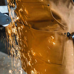 Work Apron Waxed Canvas Multiple Pockets Cross-Back Straps