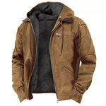 Work Jacket Insulated Lining Adjustable Hood Multiple Pockets
