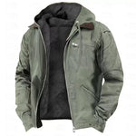 Work Jacket Insulated Lining Adjustable Hood Multiple Pockets