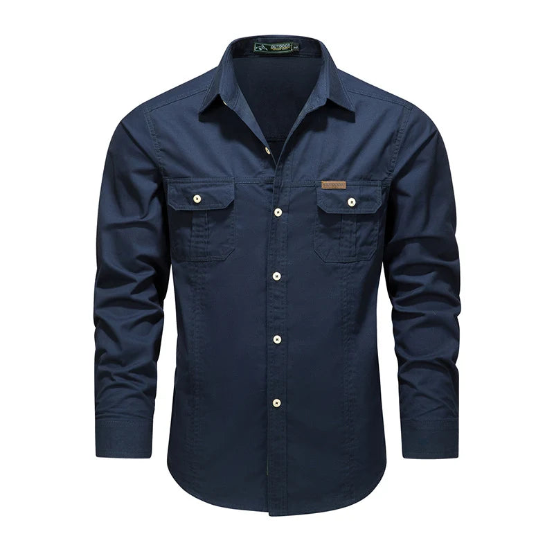 Work Shirt Cotton-Rich Canvas Button-Flap Chest Pockets