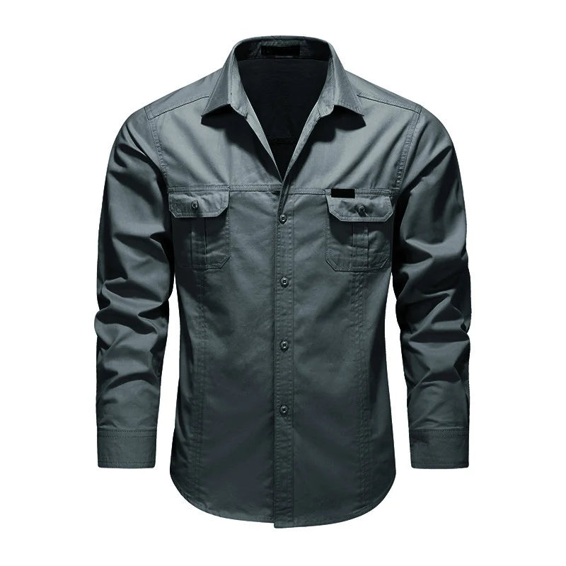 Work Shirt Cotton-Rich Canvas Two Button-Flap Chest Pockets