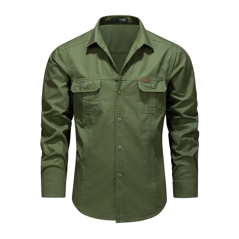 Work Shirt Cotton-Rich Canvas Two Button-Flap Chest Pockets