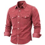 Work Shirt Washed Denim Cotton Blend Stretch