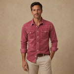 Work Shirt Washed Denim Cotton Blend Stretch