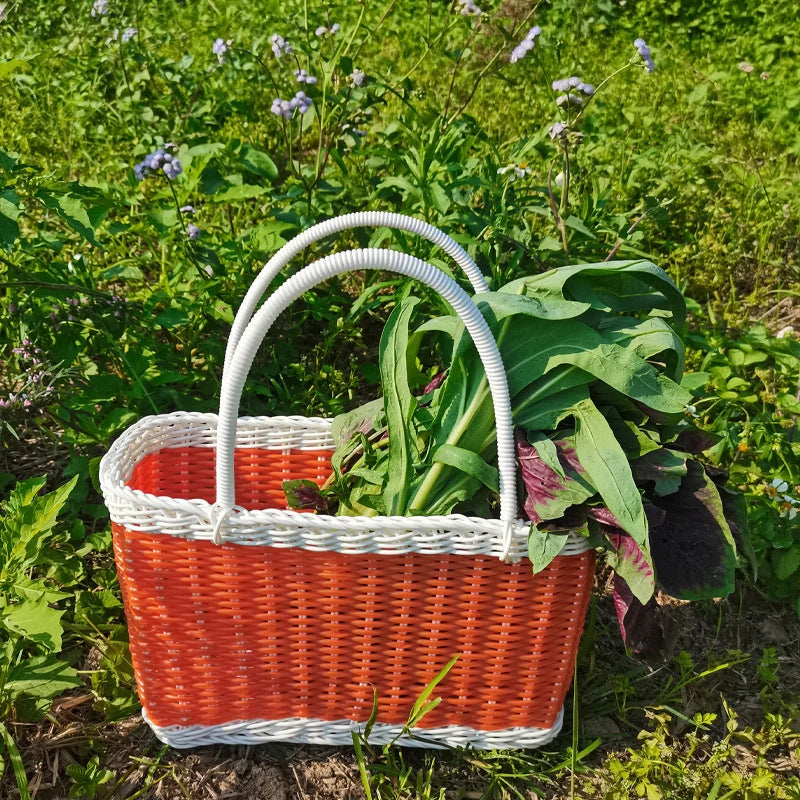 Woven Gardening Basket Large Capacity Ergonomic Handles
