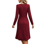 Wrap Midi Dress Stretch Jersey Long Sleeve