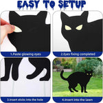 Yard Signs Black Cat Glow-in-the-Dark Eyes Set of 6