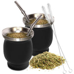Yerba Mate Cup Insulated Stainless Steel 8oz Woodgrain Finish