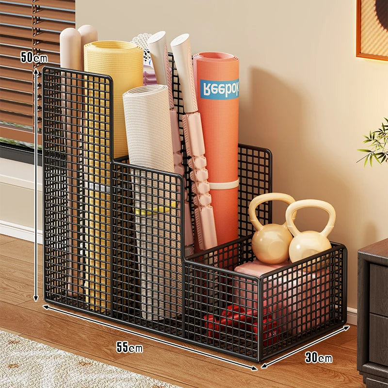 Yoga Mat & Fitness Equipment Organizer Steel Mesh Ventilated Multi-Compartment