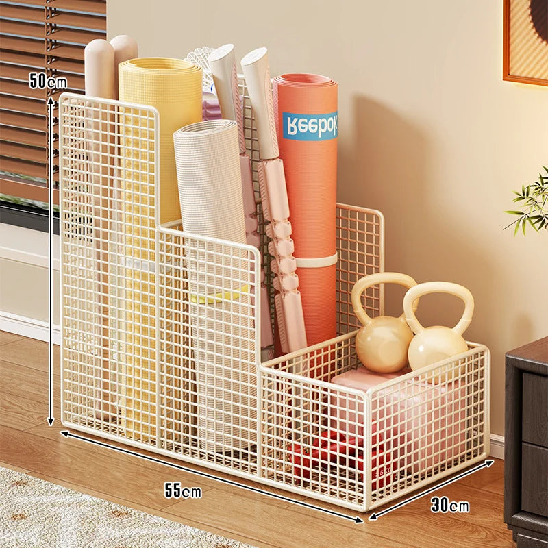 Yoga Mat & Fitness Equipment Organizer Steel Mesh Ventilated Multi-Compartment
