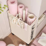 Yoga Mat Storage Cart Dual Compartments Locking Wheels