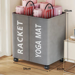 Yoga Mat Storage Cart Dual Compartments Locking Wheels