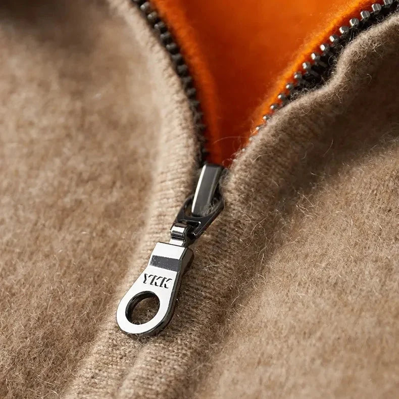 Zip Jacket Reversible Cashmere Wool Blend With Hood