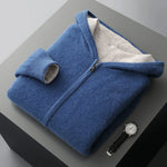 Zip Jacket Reversible Cashmere Wool Blend With Hood