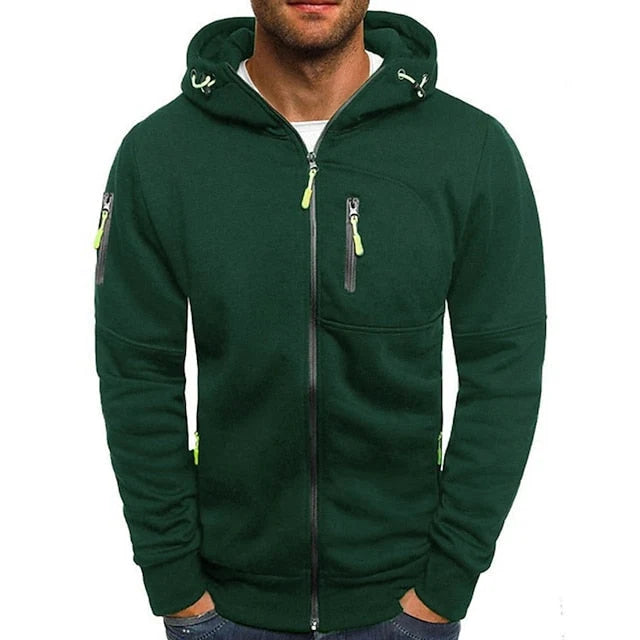 Zip-Up Hoodie Adjustable Hood Zippered Pockets