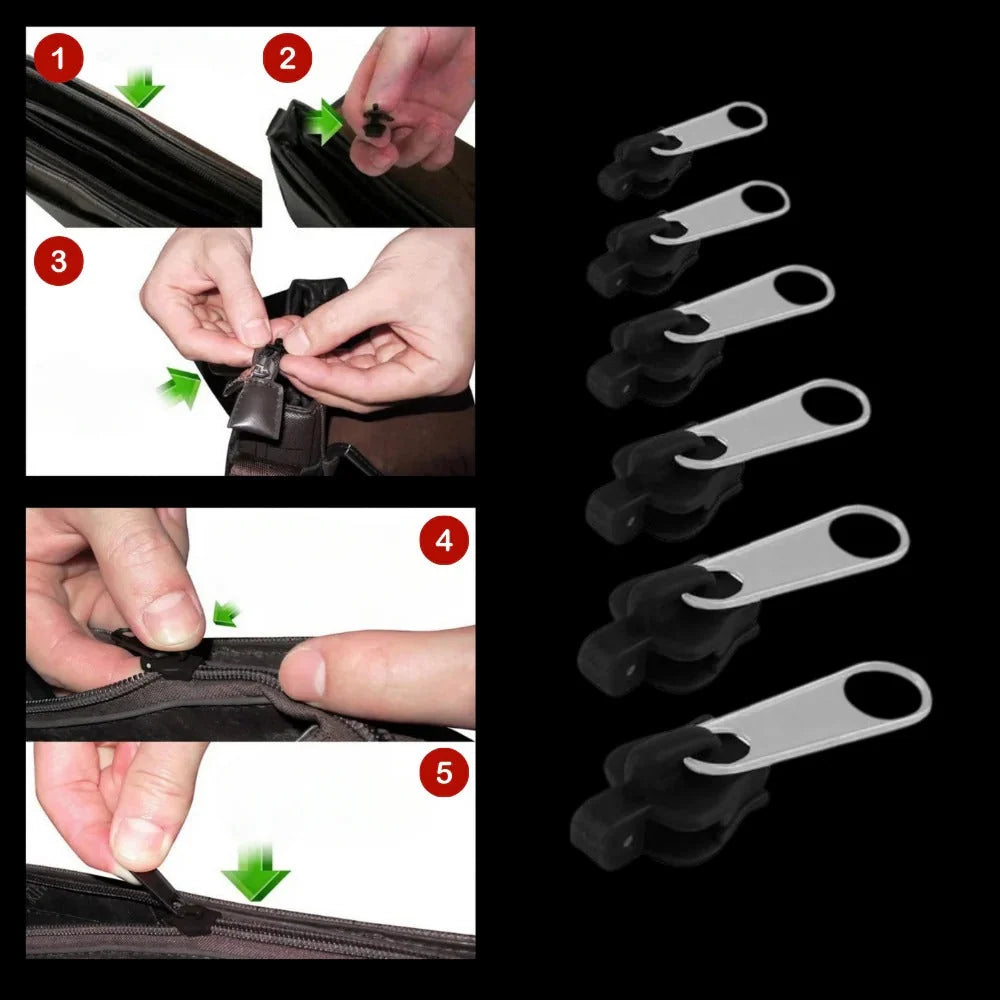 Zipper Pull Replacement Set Snap-On Tool-Free Set of 6