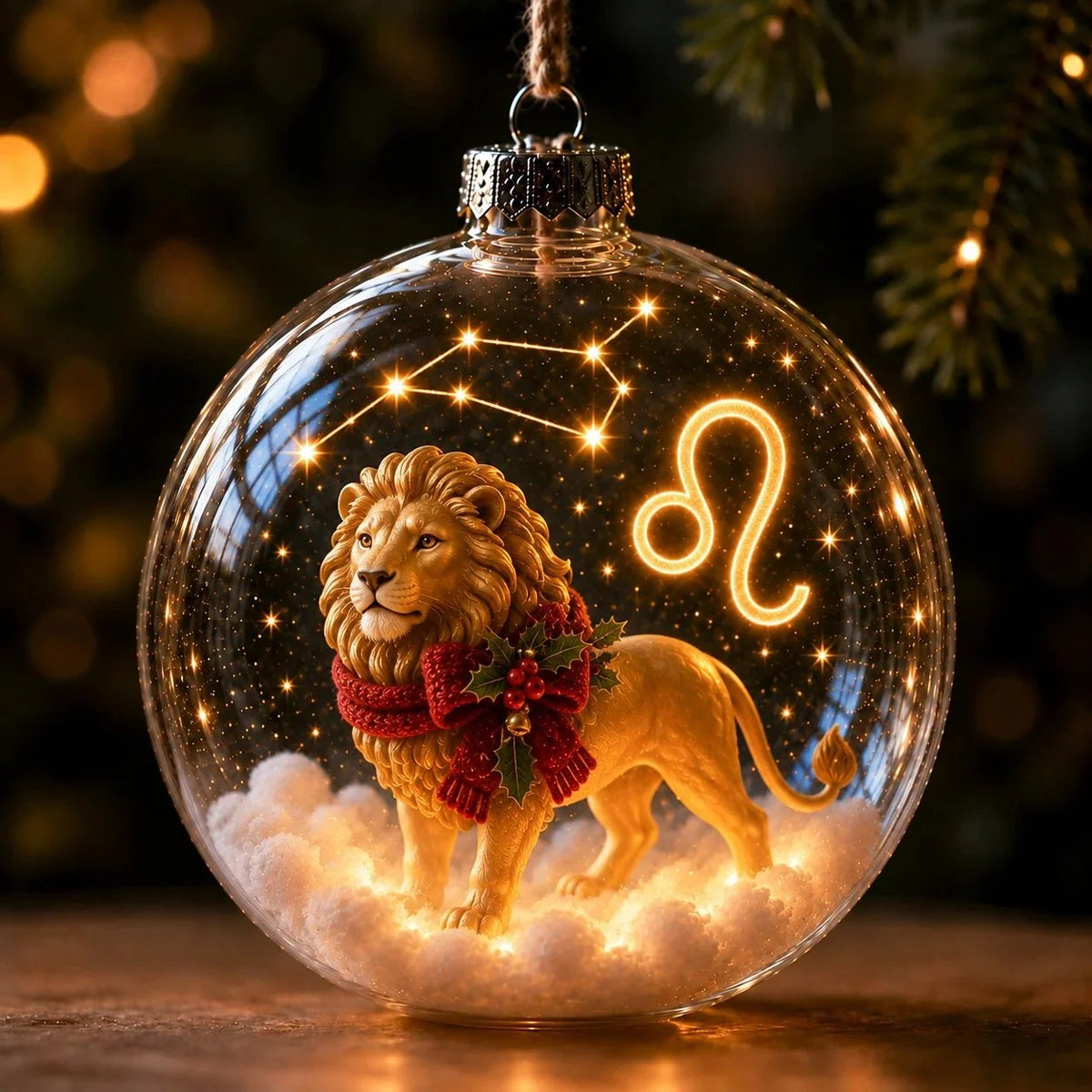 Zodiac Christmas Ornament Illuminated Globe Warm Golden Lights