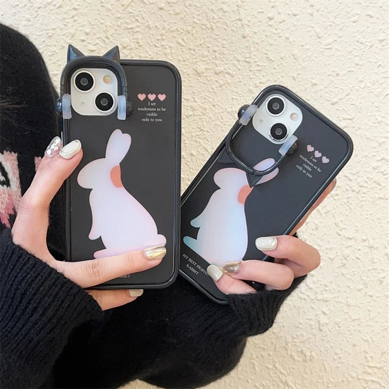 iPhone Case Cartoon Bunny Dual-Layer Full Coverage Dustproof